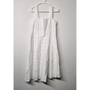 SANDRA DARREN White Cotton Eyelet Lined fit & Flare Ladies Dress Size 12 EUC
